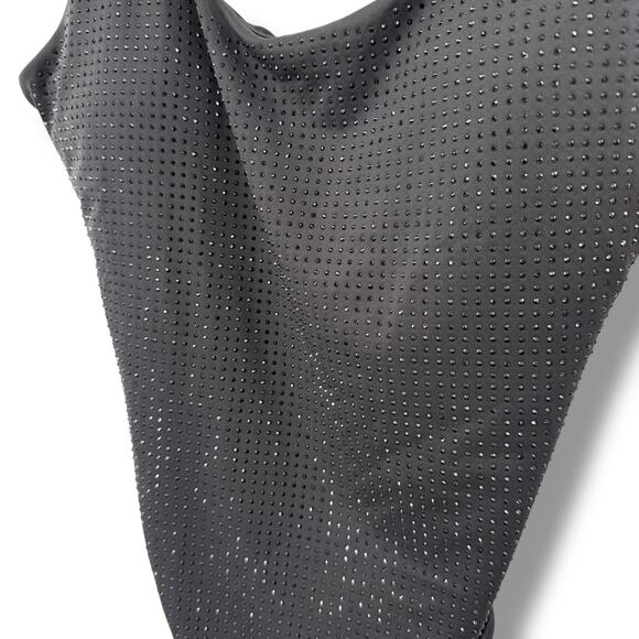 NEW Michael Kors Black Studded Crystal One Piece Swimsuit Size 8 Gems Rhinestone - Picture 4 of 7